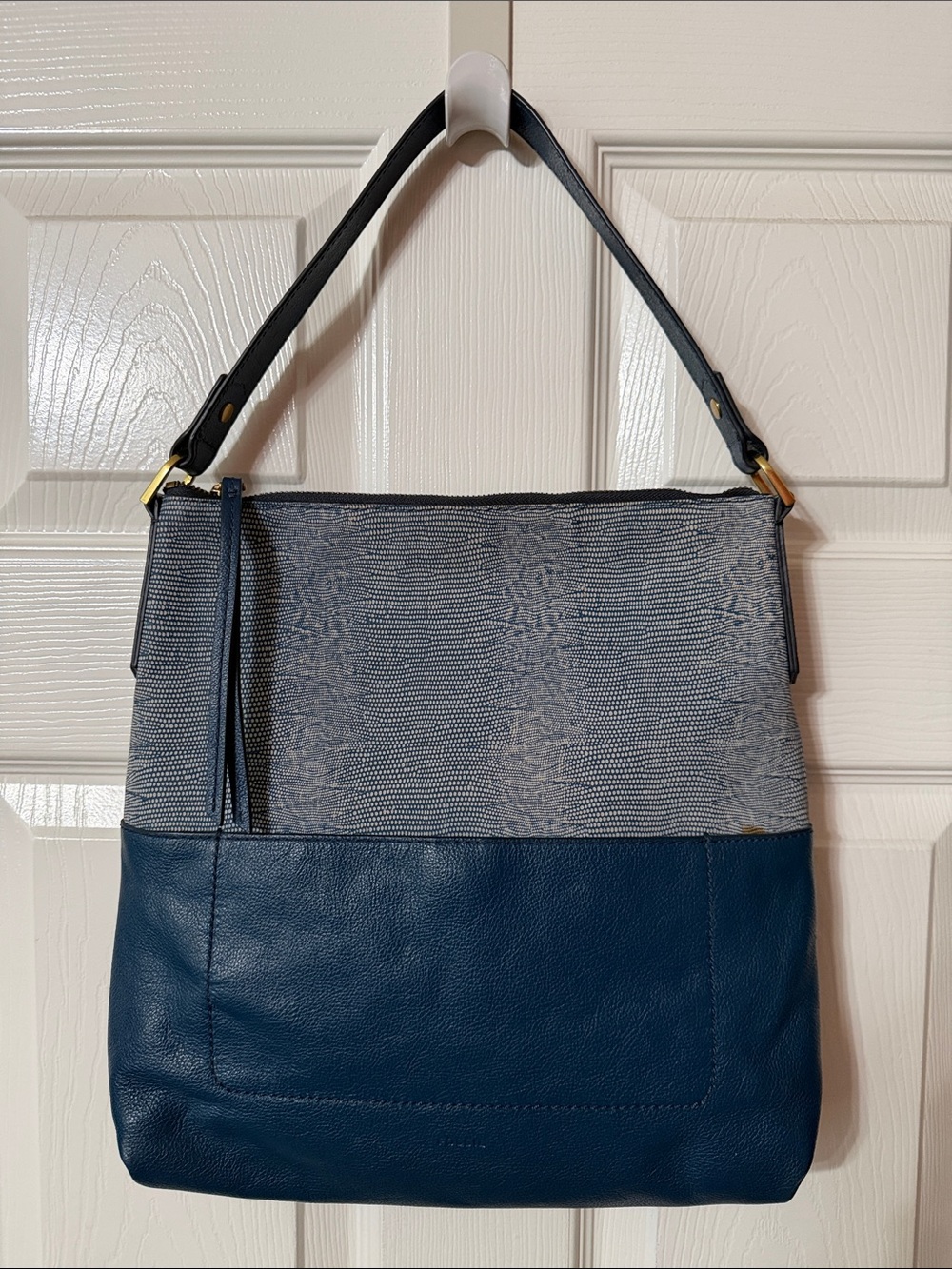 Fossil Navy and Gray Two-Tone Shoulder Bag